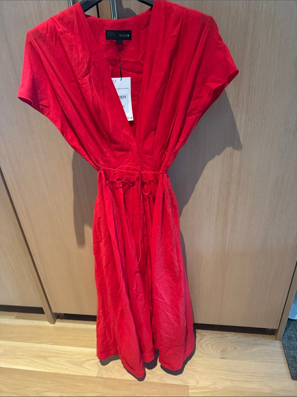 Zara Red V-Neck with Waist Tie.